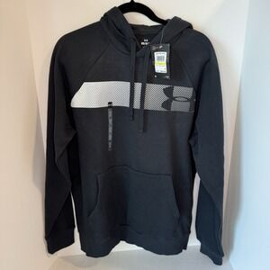 UNDER ARMOUR - MEN RIVAL GRAPHIC HD FLEECE‎ Pullover Hoodie Black Med. Loose Fit